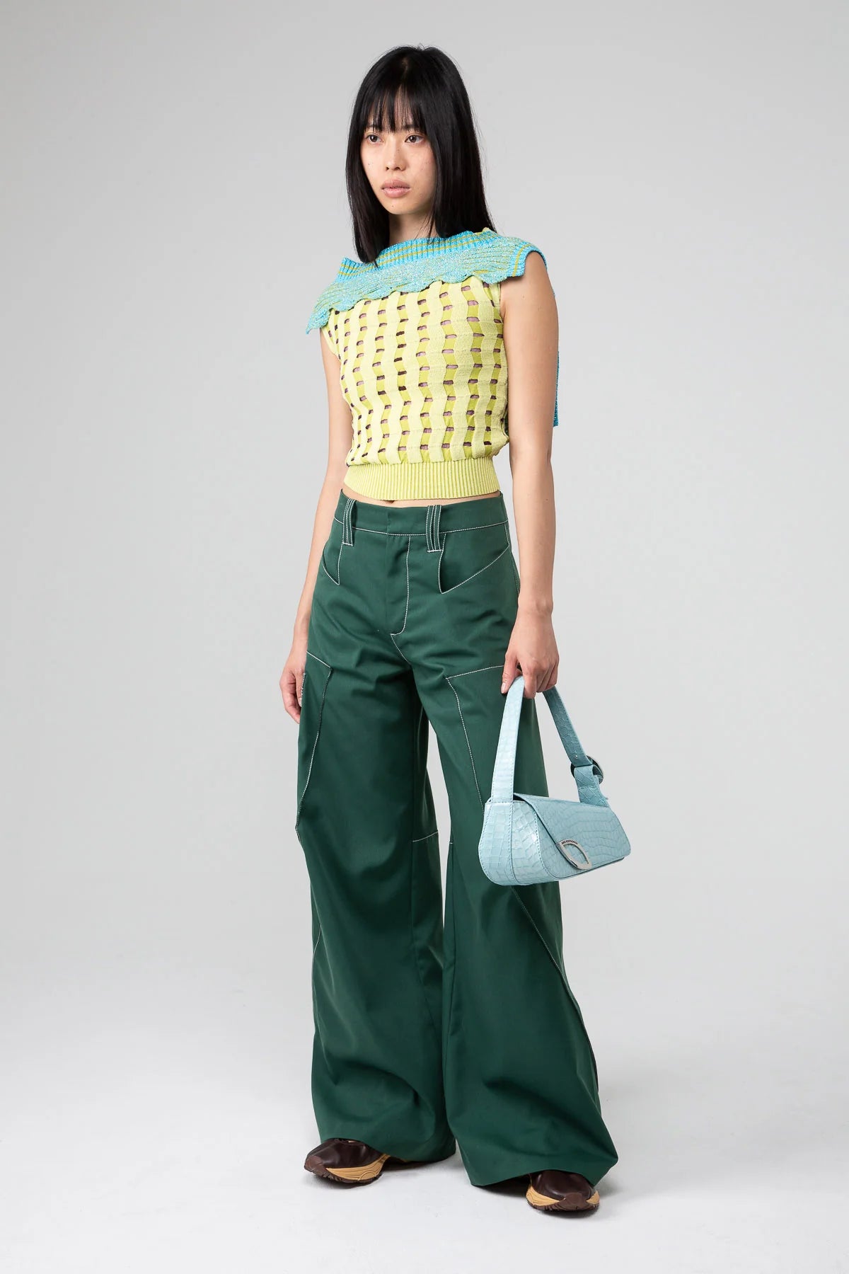 SS23 Angled Trouser Green Baggy Pant