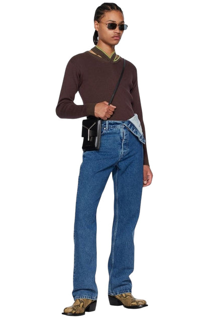 Asymmetric Flap Waist Denim Jeans