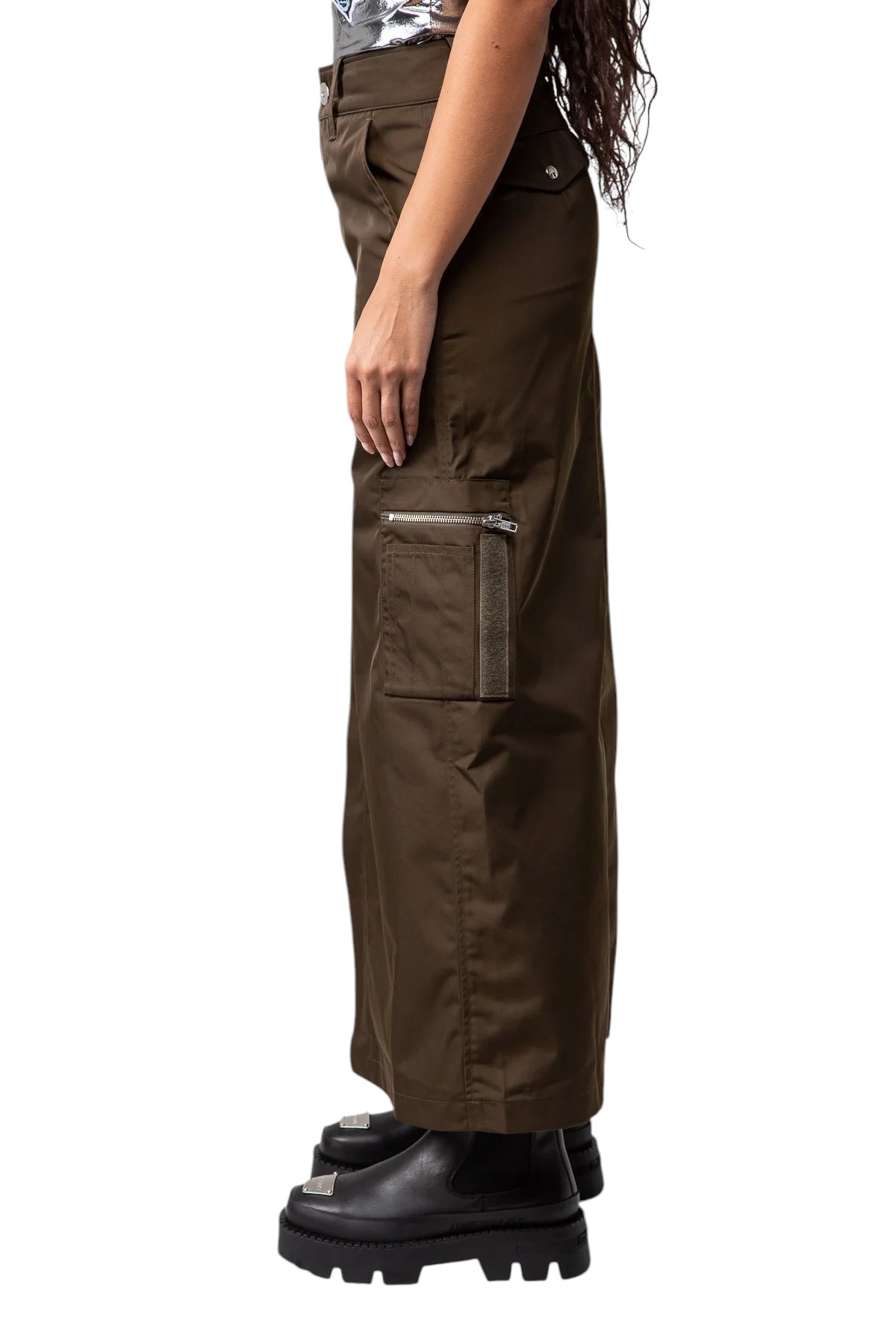 Nylon Maxi Cargo Skirt