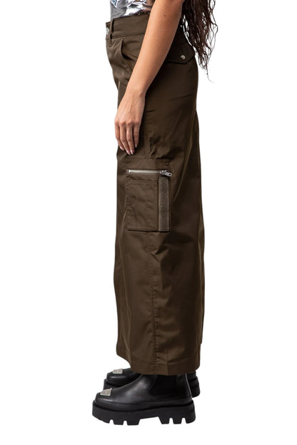 Nylon Maxi Cargo Skirt
