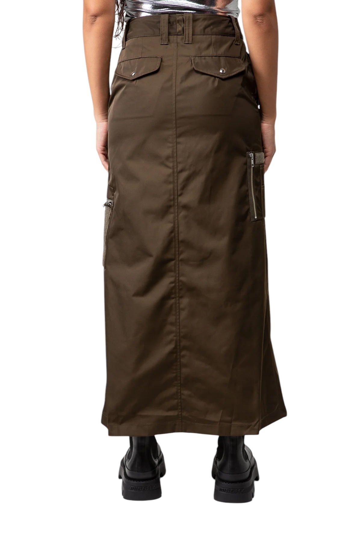 Nylon Maxi Cargo Skirt