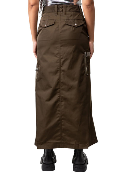 Nylon Maxi Cargo Skirt