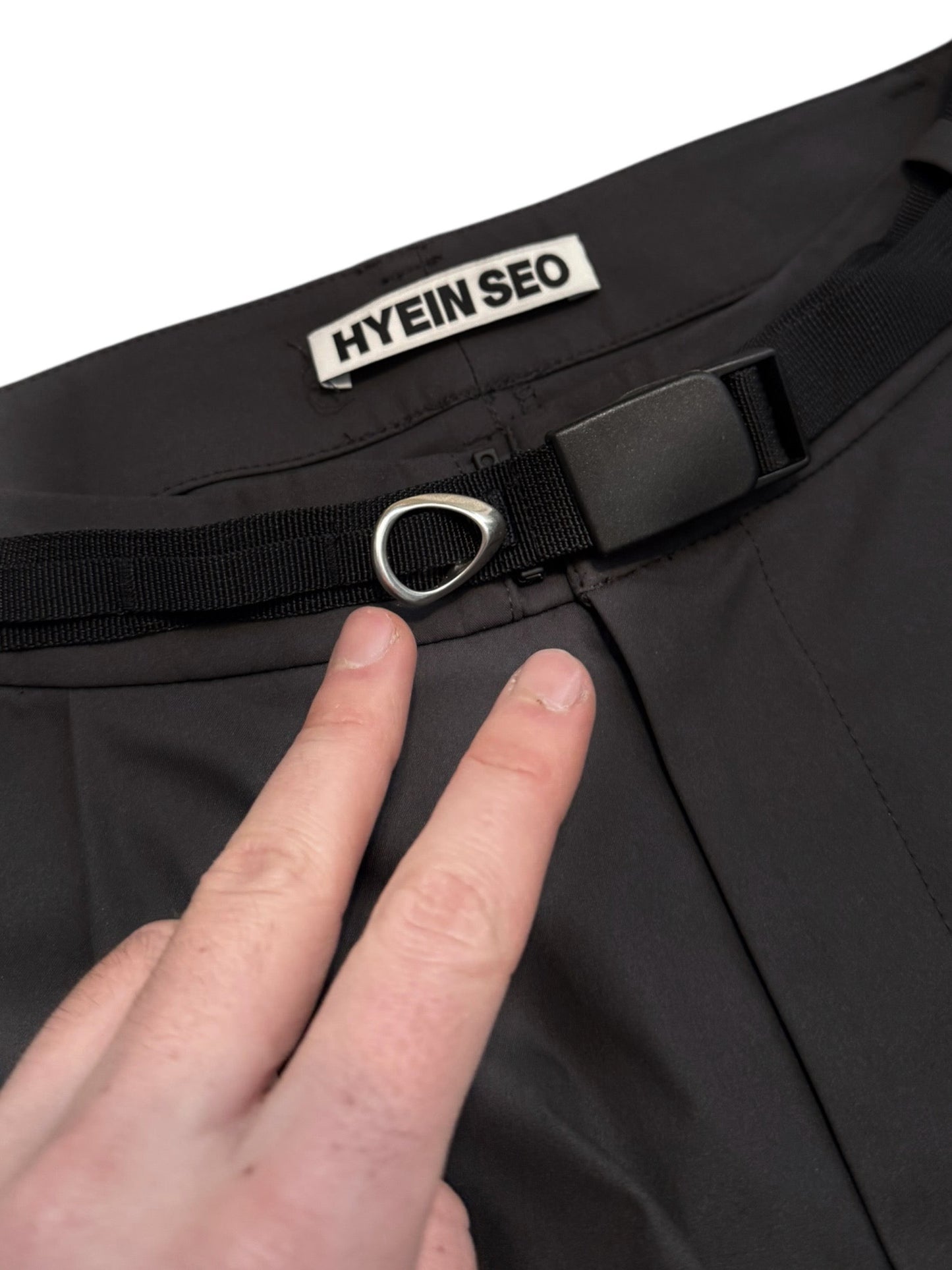 Belted Baggy Tech Trousers (Black)