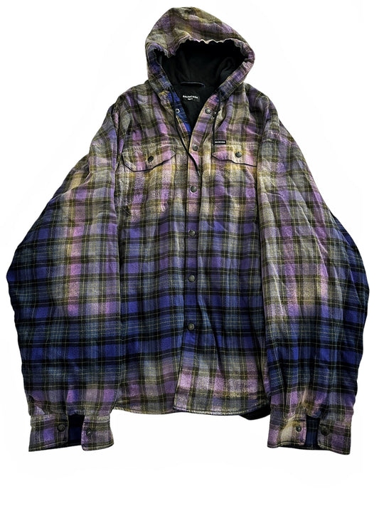 Bleached Purple Blue Padded Flannel Hood