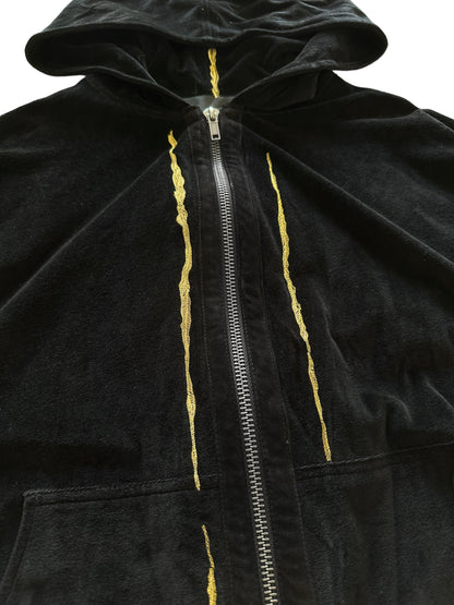 Velvet Zip Up Hoodie Embroidered