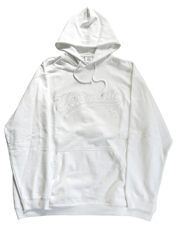 Baseball Embroidery Logo Oversized White Hoodie