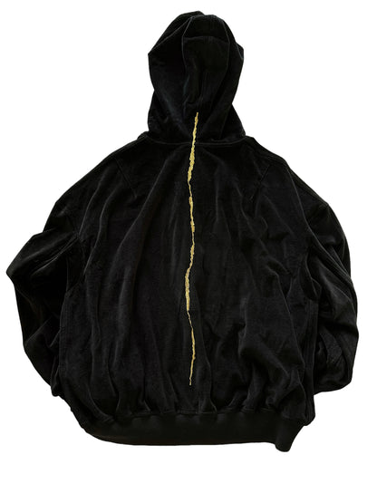 Velvet Zip Up Hoodie Embroidered