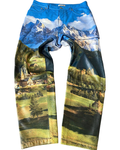 2018 Leather Mountain Scene Convertible Pants