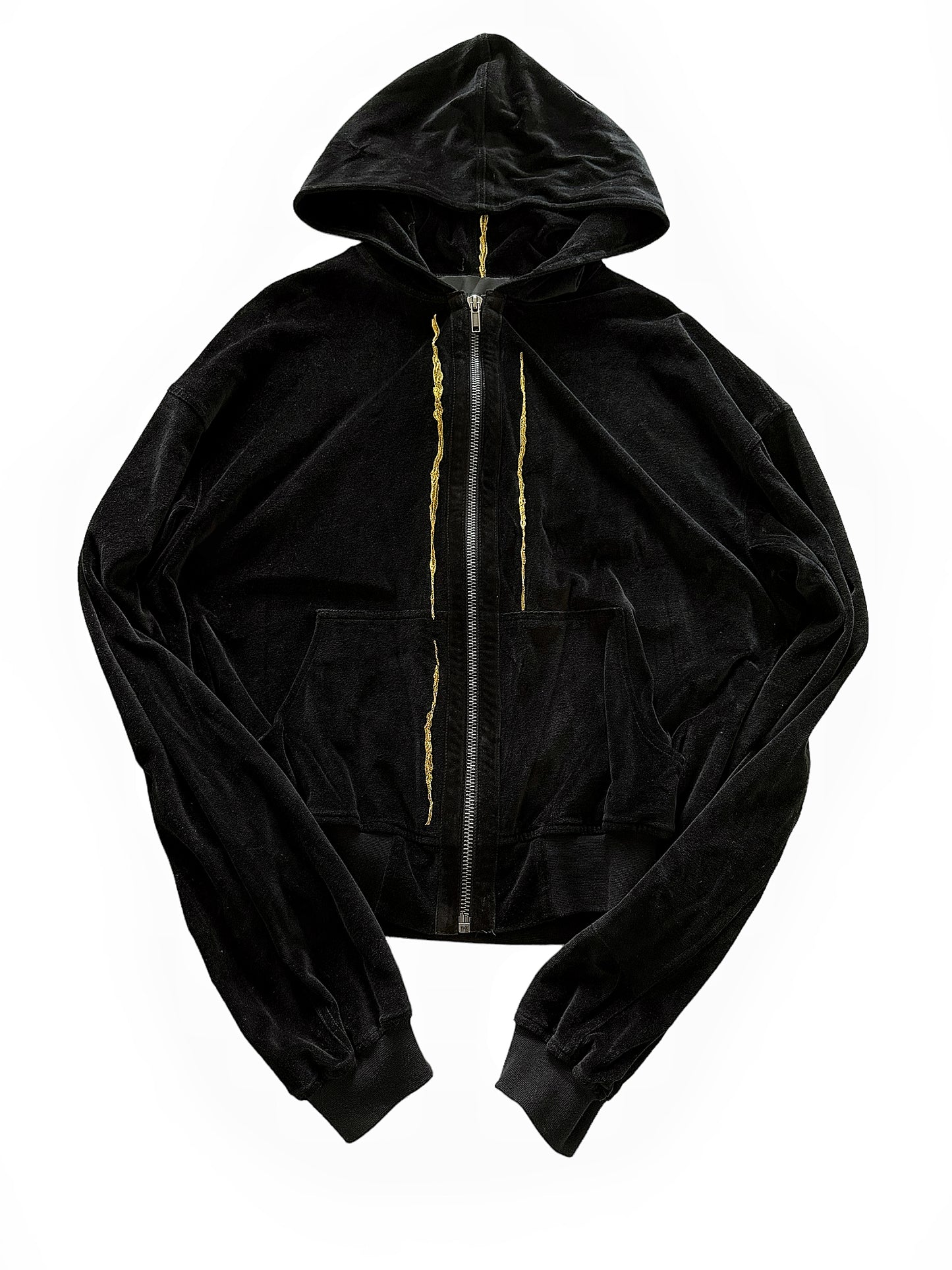 Velvet Zip Up Hoodie Embroidered