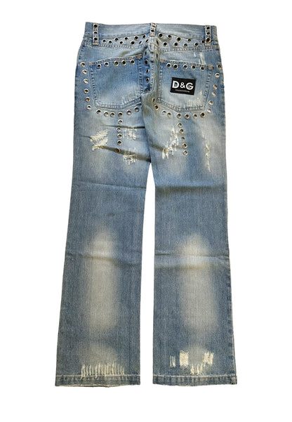 Eyelet Distressed Denim