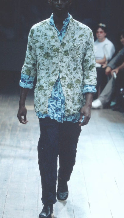 2001 Runway Crushed Silk Floral Shirt