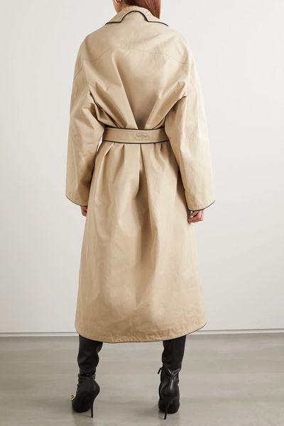 2019 Leather Trimmed Gabardine Trench