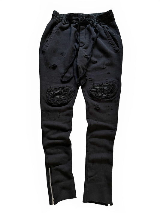 MX1 Leather Patch Distressed Sweatpants