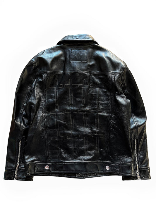 08 Warhol x Damien shirts Cross Leather Jacket