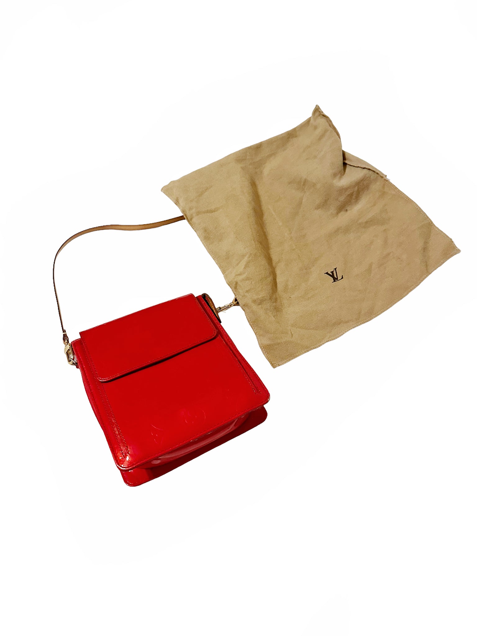 Red Vernis Pouchette Hobo Mott Mini Patent Leather