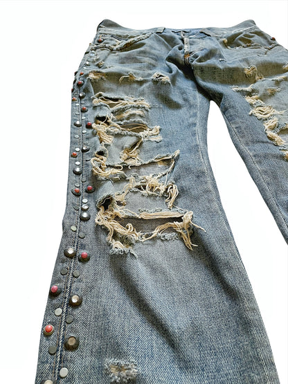 Runway Gem Studded Crash Denim