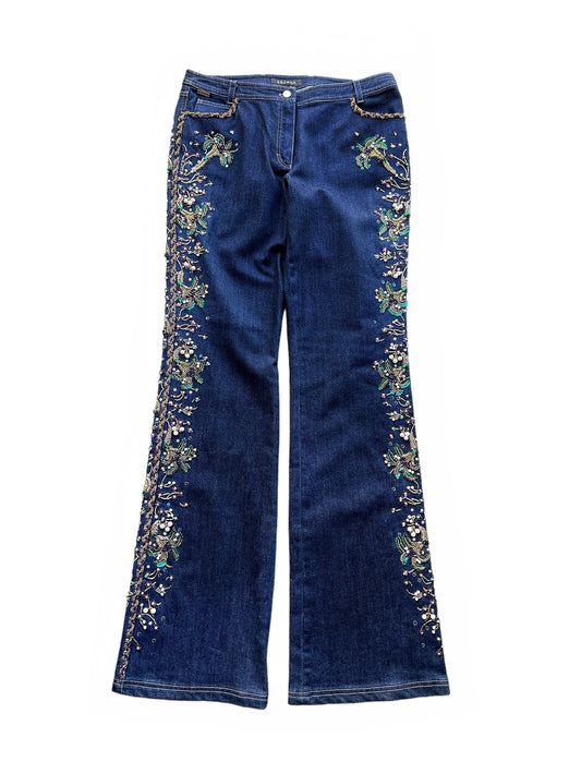 Heavy Embellished Flare Denim