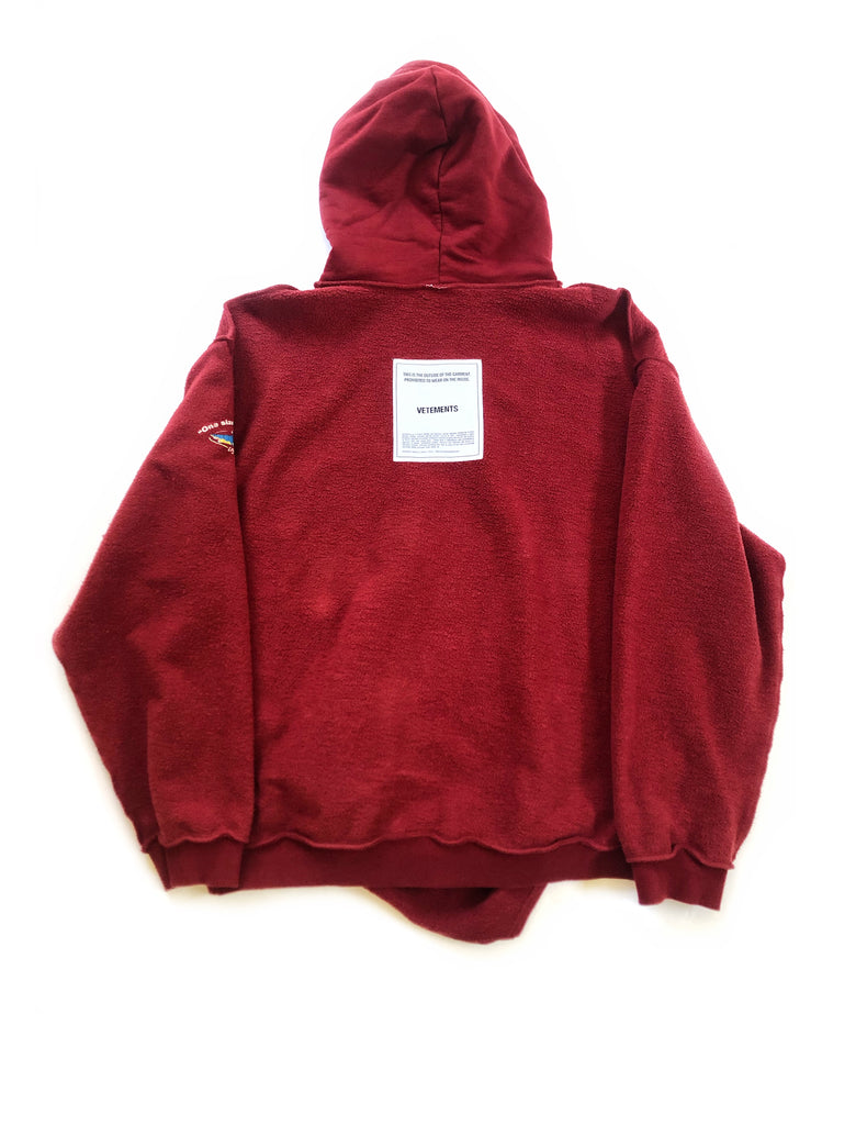 Vetements Red Shark Inside-out Hoodie for Men