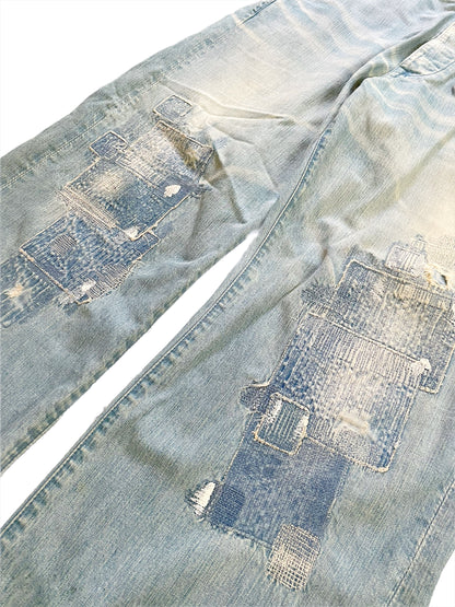 Boro Wide Leg Button Denim