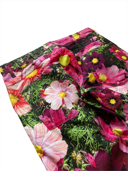 3D Taper Flower Print Pants