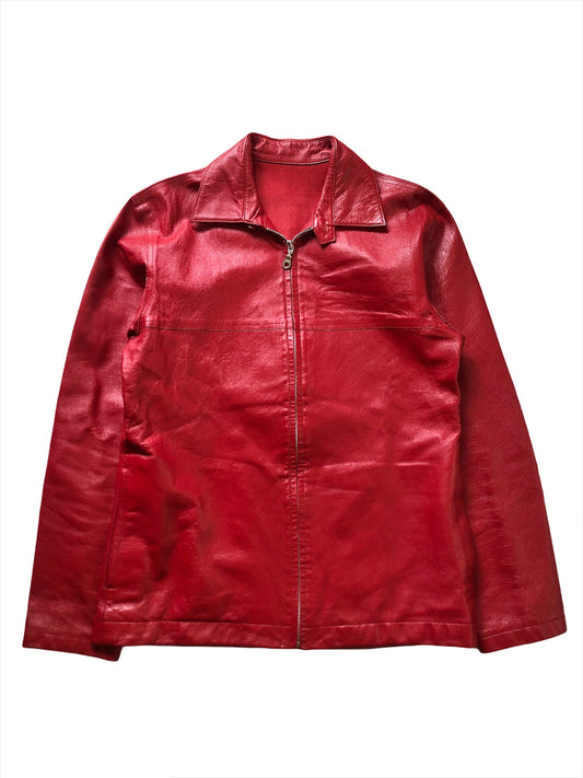 AAR Red Leather Zip Up