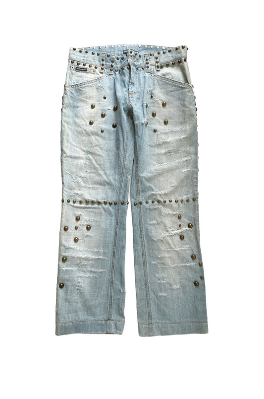 FW05 Studded Distressed Denim