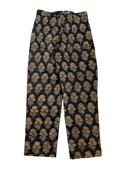 Silk Block Print Floral Trouser