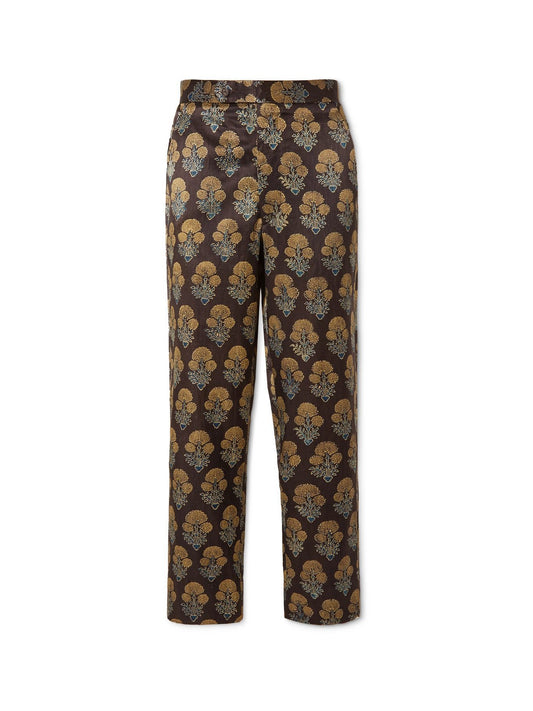 Silk Block Print Floral Trouser