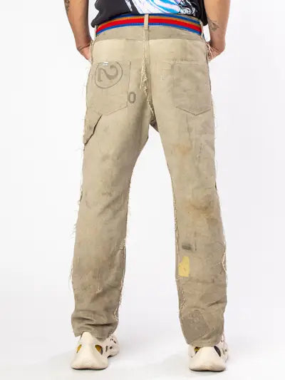 Upcycled Mailbag Reconstructed Pants