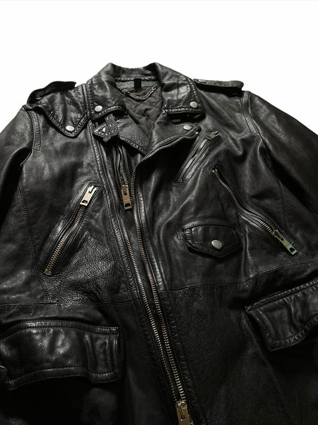 SS11 Long Leather Biker Coat