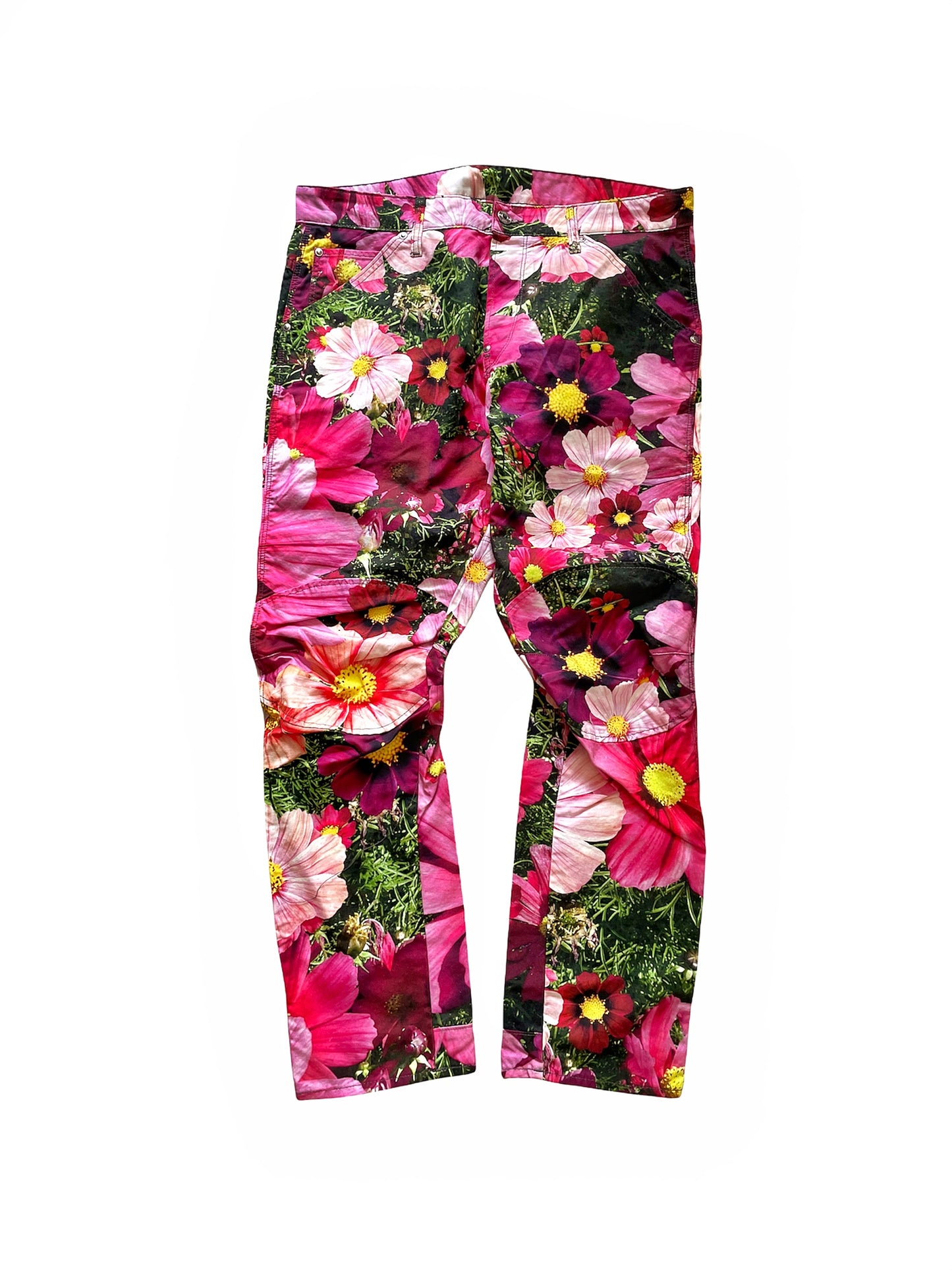 3D Taper Flower Print Pants