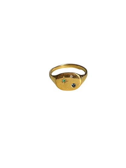 Mixed Gem Sterling Gold Pinky Ring