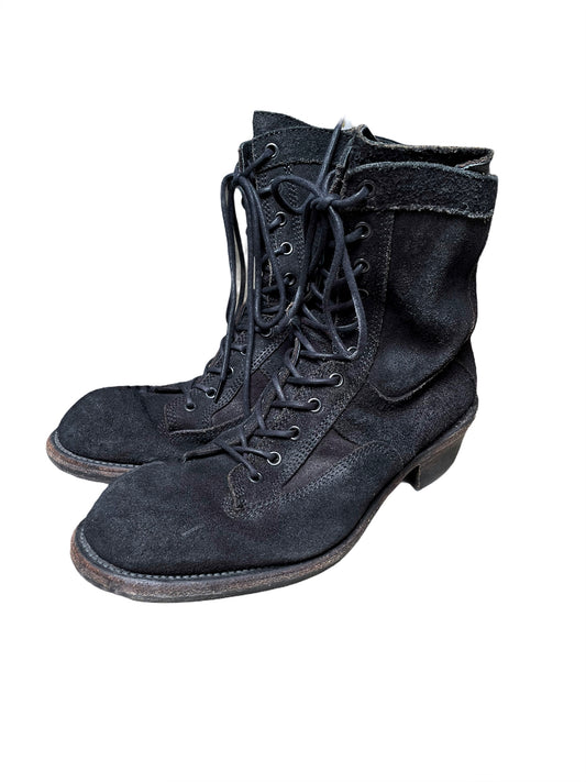 Distressed Suede Back Zip Boot