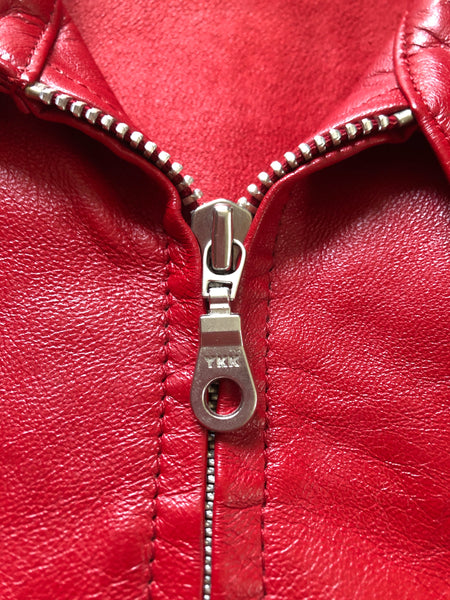 AAR Red Leather Zip Up