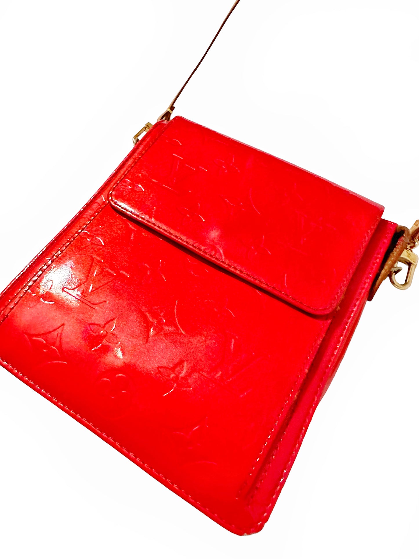 Red Vernis Pouchette Hobo Mott Mini Patent Leather