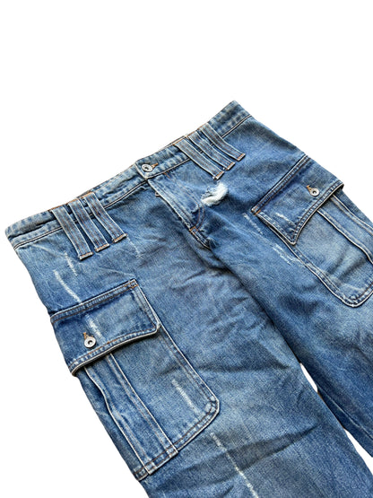 Distressed Denim Cargo