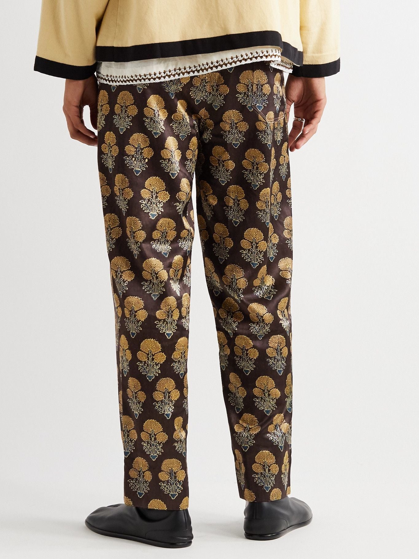 Silk Block Print Floral Trouser