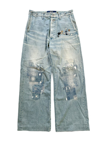 Boro Wide Leg Button Denim