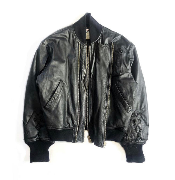 80’s Oversized Leather Patch Bomber