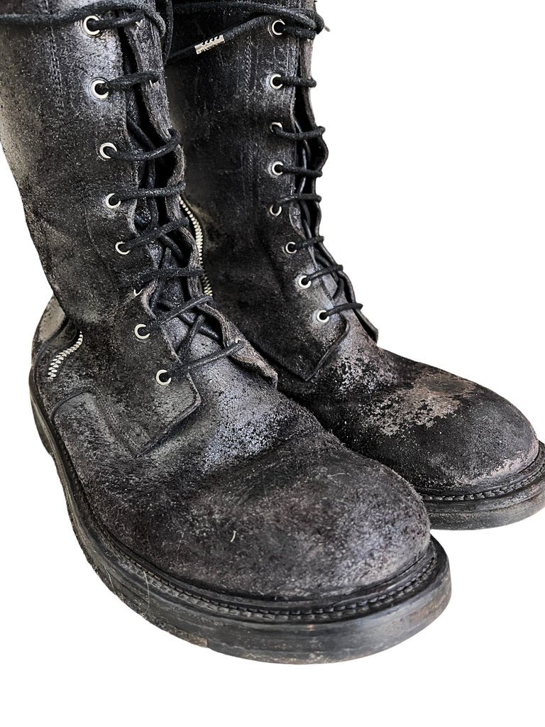 Double Zip Blistered Leather Combat Boot – Archive Reloaded