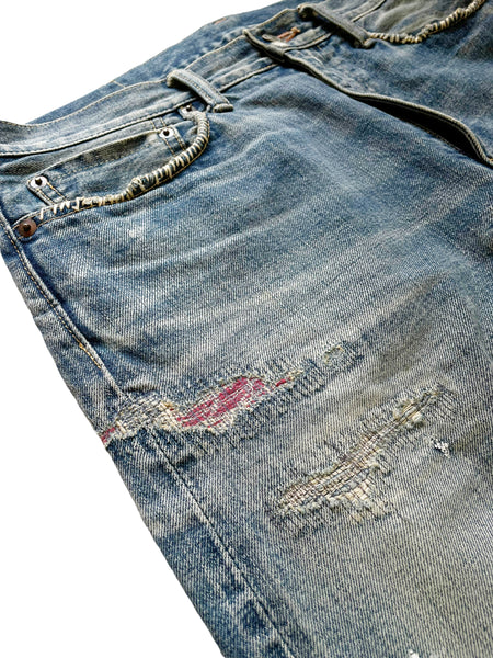 Boro Repair Flaired Cargo Denim