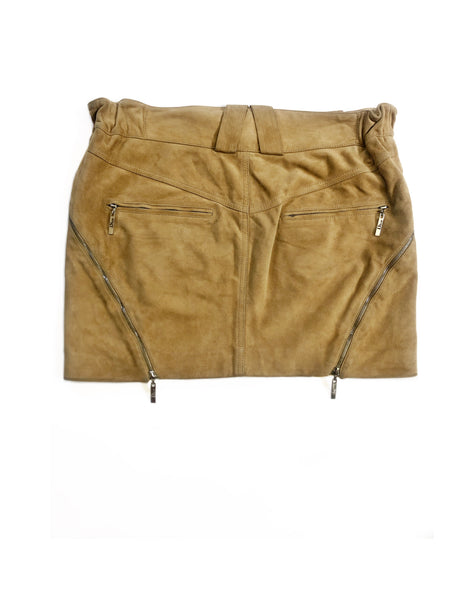 Vintage Suede Silk Moto Skirt