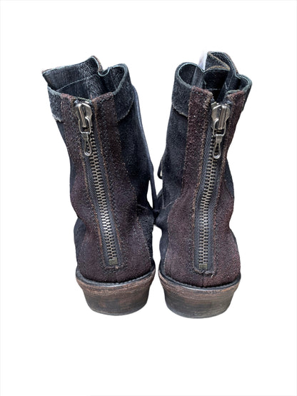 Distressed Suede Back Zip Boot