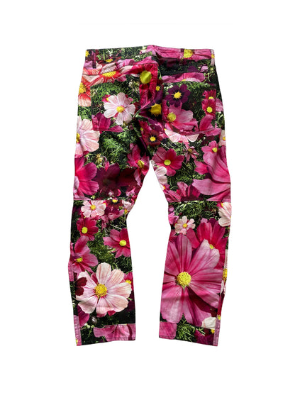 3D Taper Flower Print Pants