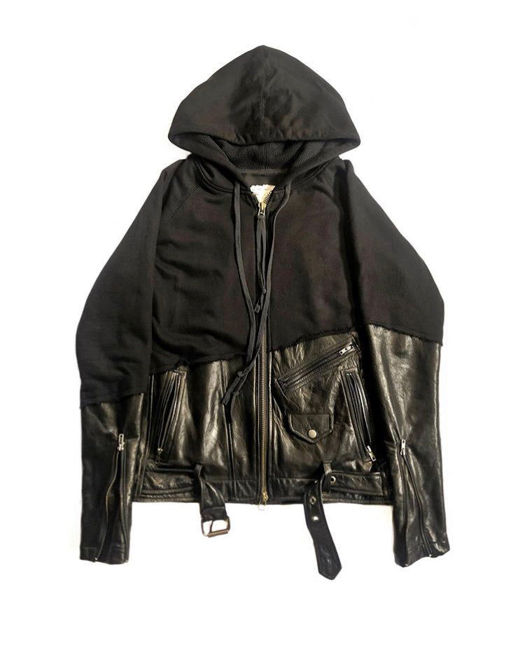 Leather hybrid jacket