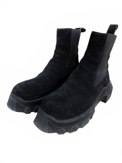 Black Suede Tractor Boot