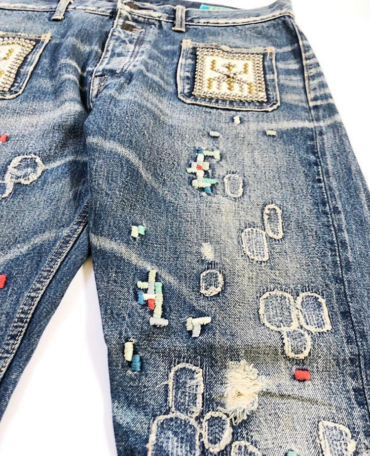 Kapital Spider Studded Boro Denim