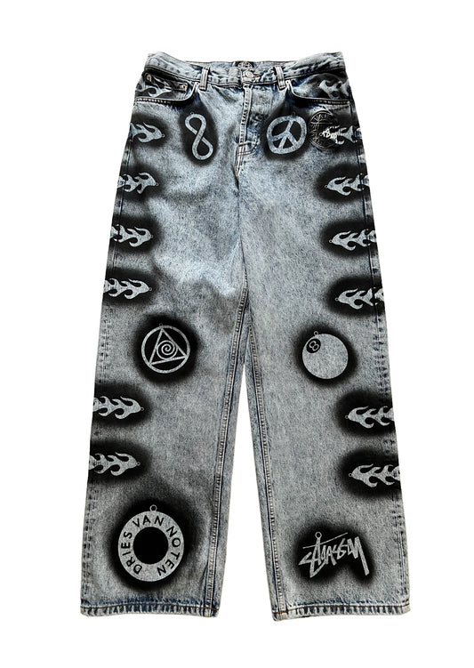 Hand-Stencil Graffiti Denim