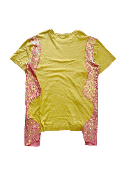 2017 Sequin Panel Pale Yelow Tee