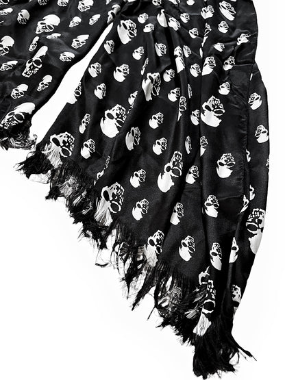 Silk Skull Raw Scarf